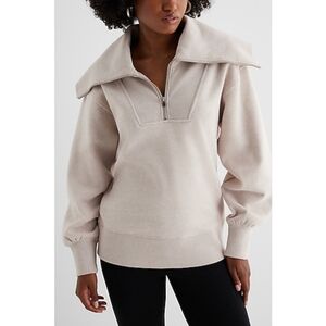Express Oversized Quarter Zip Collar Fleece Sweatshirt NWT